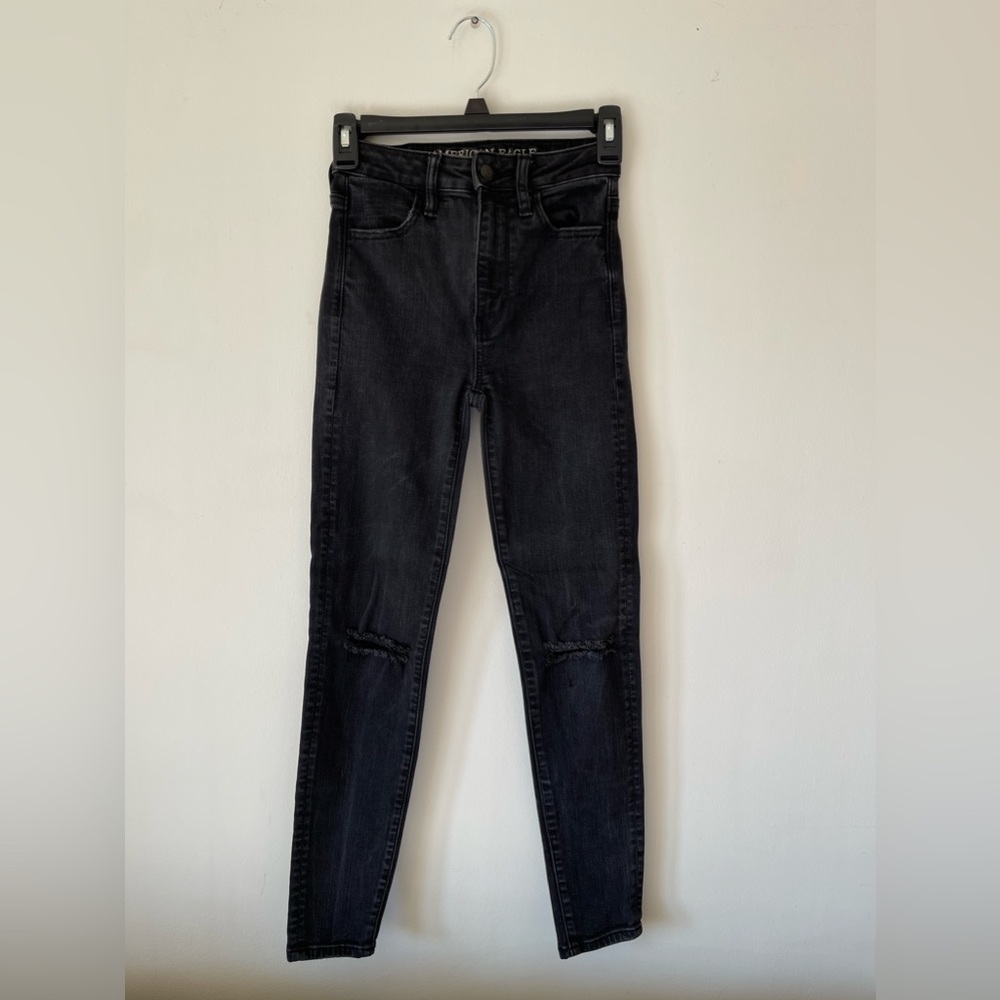 American Eagle Black Super Stretch & High Rise Jegging